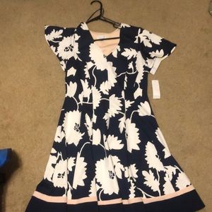 Navy blue/ white floral dress